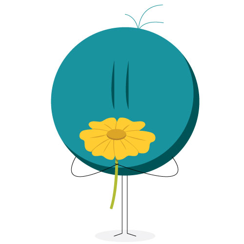 icon symbol representing of a person holding a single flower