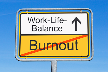 street sign with the words Work-Life-Balance on top and Burnout on the bottom